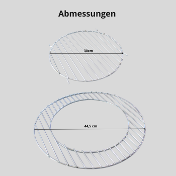 Preview: Edelstahl Grillrost 44,5 cm  alles in 5 mm  mit Loch für Gusseinsatz inm Set enthalten 45 46 47 cm Kugelgrill