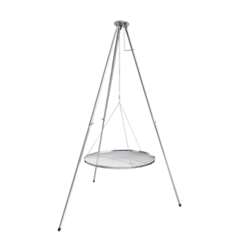 HeRo24 Edelstahl Dreibein T180S mit 80 cm Edelstahl Rost Kette Hacken Wirbel