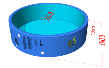 Preview: Aufblasbarer POOL / Swimmingpool Innendurchmesser 360 cm Aussendurchmesser 390 Höhe 100 cm