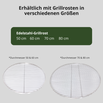 HeRo24 Edelstahl Dreibein T180S mit 60 cm Edelstahl Rost Kette Hacken Wirbel