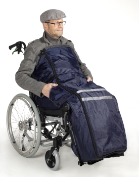 Thermo - Rollstuhlsack Blau mit Webpelz gefüttert ! inklusive Seitentasche Modell 2022