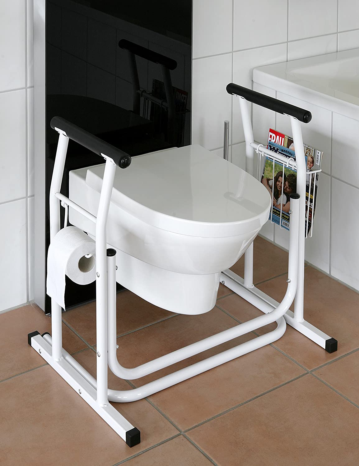 WC-Aufstehhilfe- mobiles-Toiletten Stützgestell Haltegriff für Badezimmer  Stützgriff Halteschiene (M). - für Profis und Gartenliebhaber