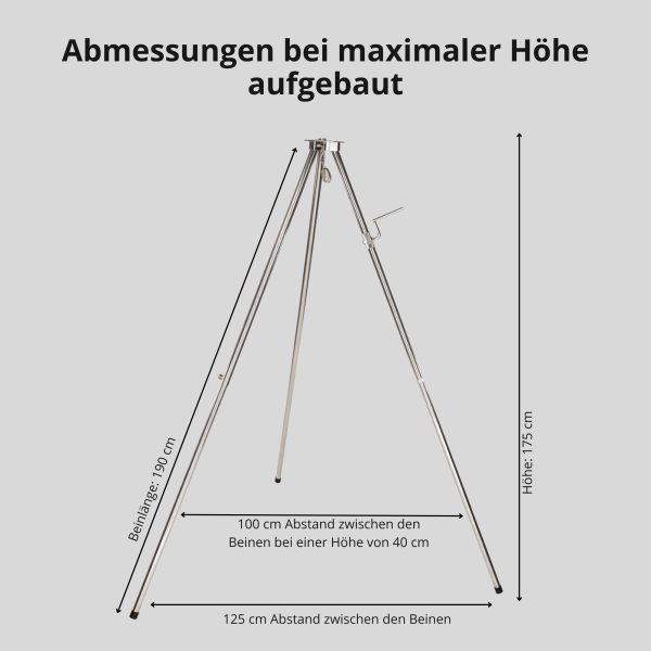 Edelstahl  Dreibein Schwenker Grillgestell mit Kurbel,Kette,Hacken und Wirbel ohne Rost , mit Tasche!