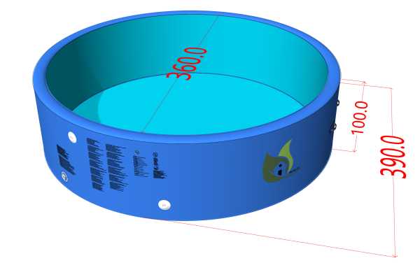 Aufblasbarer POOL / Swimmingpool Innendurchmesser 360 cm Aussendurchmesser 390 Höhe 100 cm