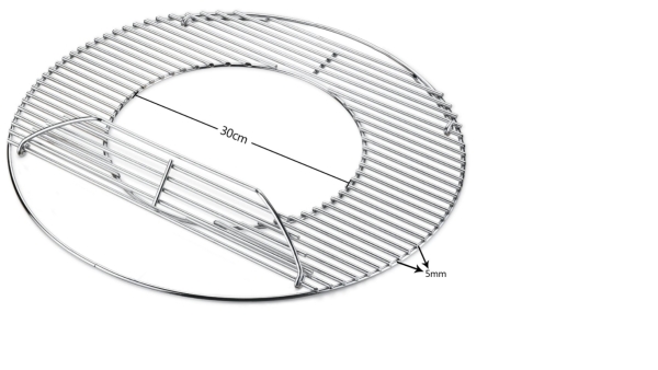 B - Ware Edelstahl Grillrost 44,5 cm mit Loch & Klappe für 45 46 47 cm Kugelgrill