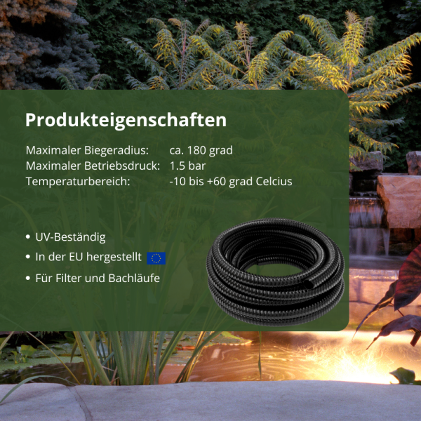 PVC Spiralschlauch    Ø 25 mm / 10 m     für Teiche Pumpen Bachläufe