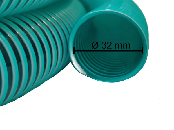 Spiralschlauch Saugschlauch Druckschlauch Förderschlauch 32 mm (1 1/4) Grün / Transparent 20 Meter - Kopie